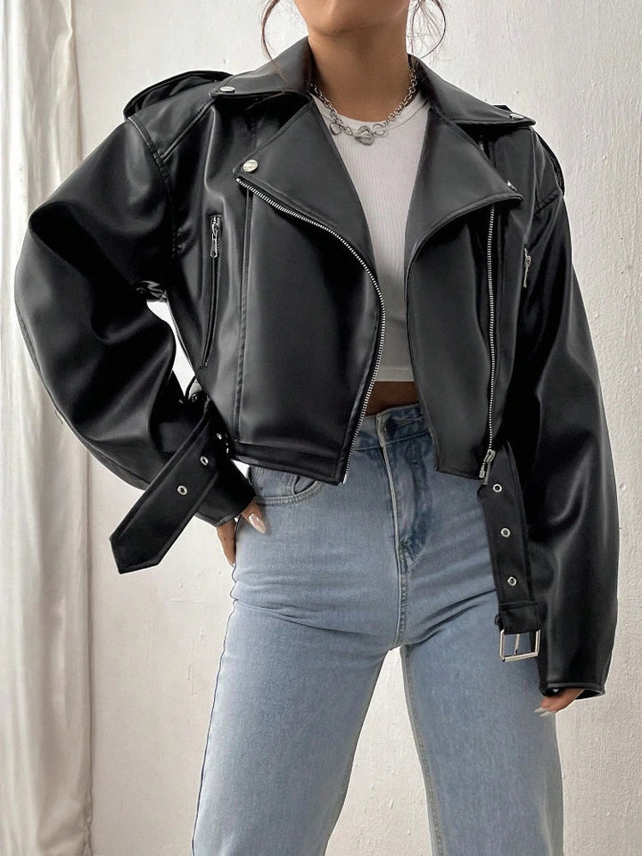 Zeraya™ - Cropped Rebel Moto Jacket