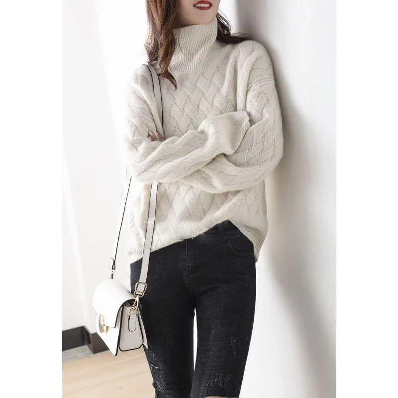 Elarise™ - Braided Turtleneck Sweater