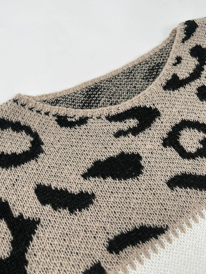 CHERRA™ - Colorblock Leopard Sweater