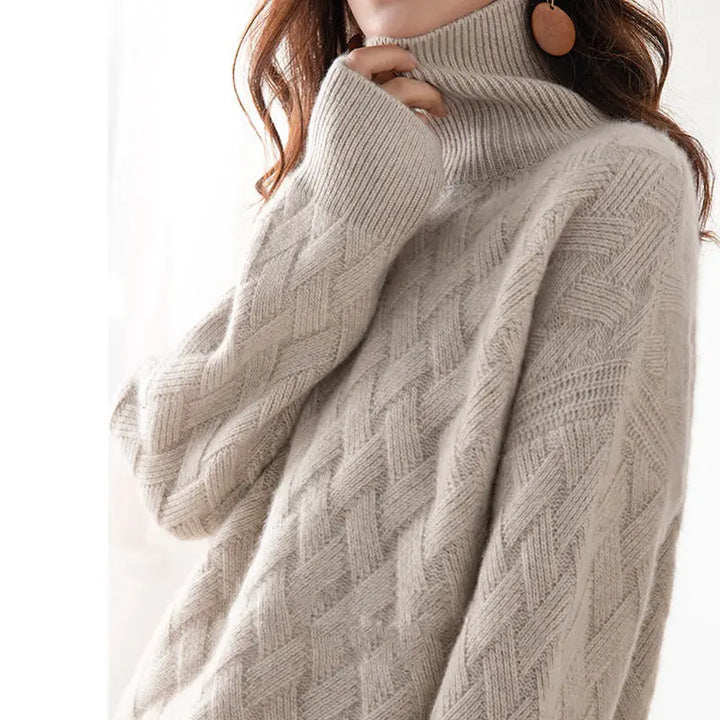 Elarise™ - Braided Turtleneck Sweater
